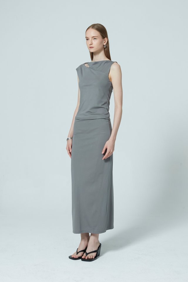 TWISTED DETAIL MIDI SKIRT