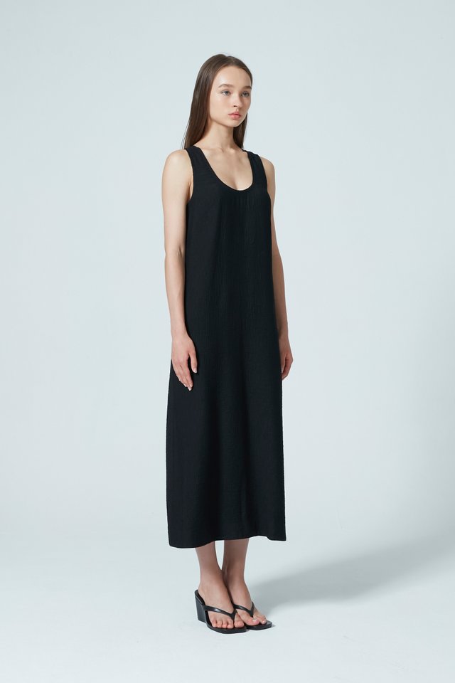 CRINKLE EFFECT MIDI DRESS