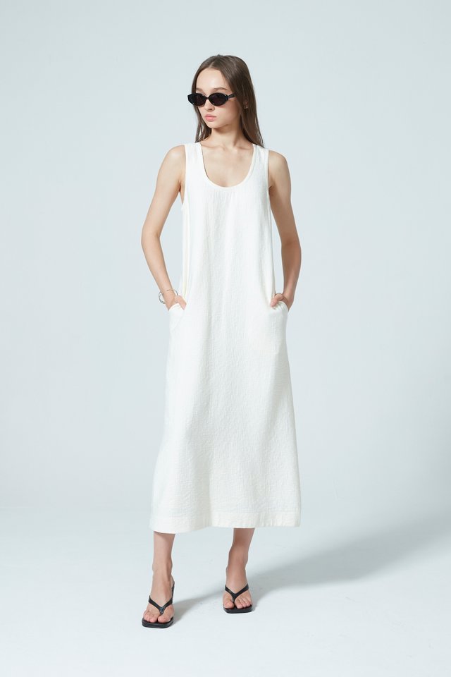 CRINKLE EFFECT MIDI DRESS