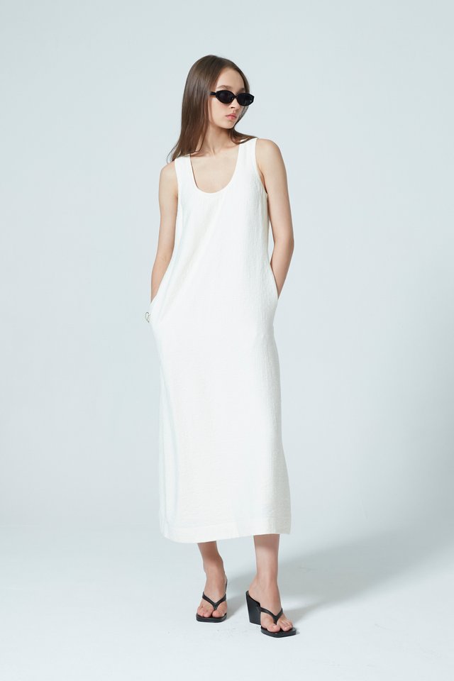 CRINKLE EFFECT MIDI DRESS