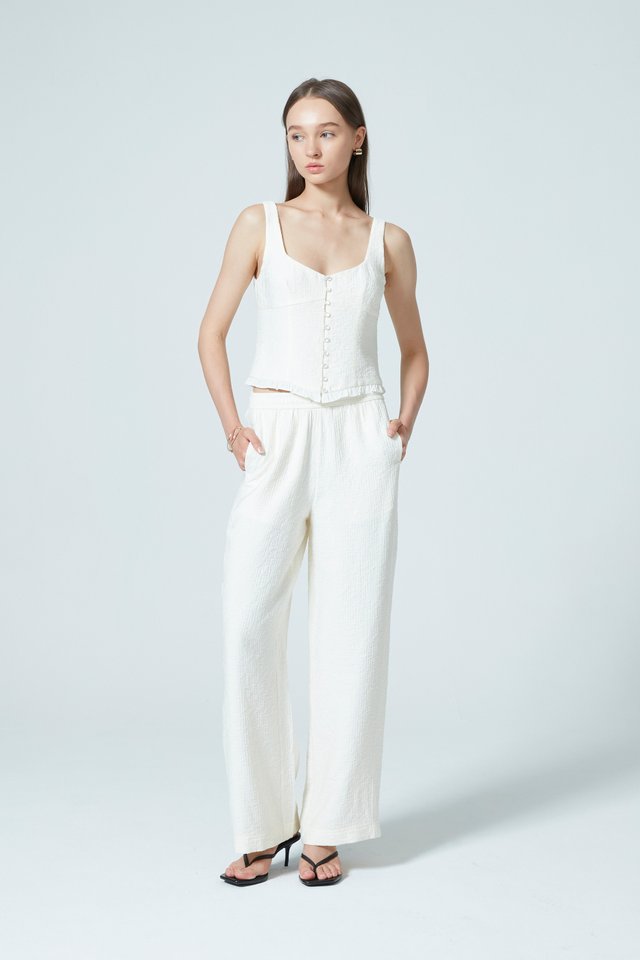 CRINKLE EFFECT STRAIGHT PANTS