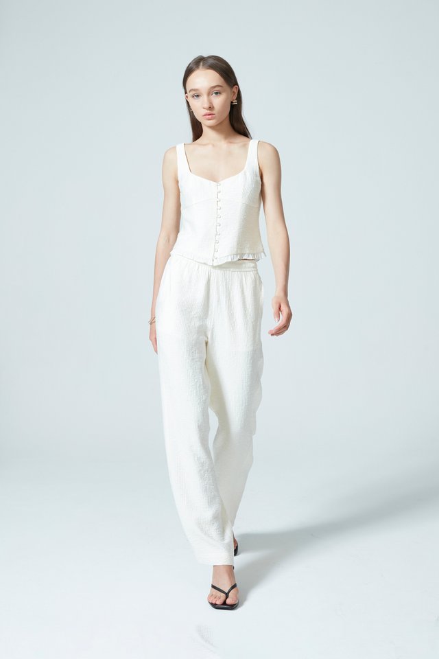 CRINKLE EFFECT STRAIGHT PANTS