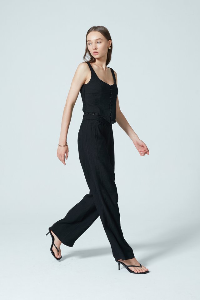 CRINKLE EFFECT STRAIGHT PANTS