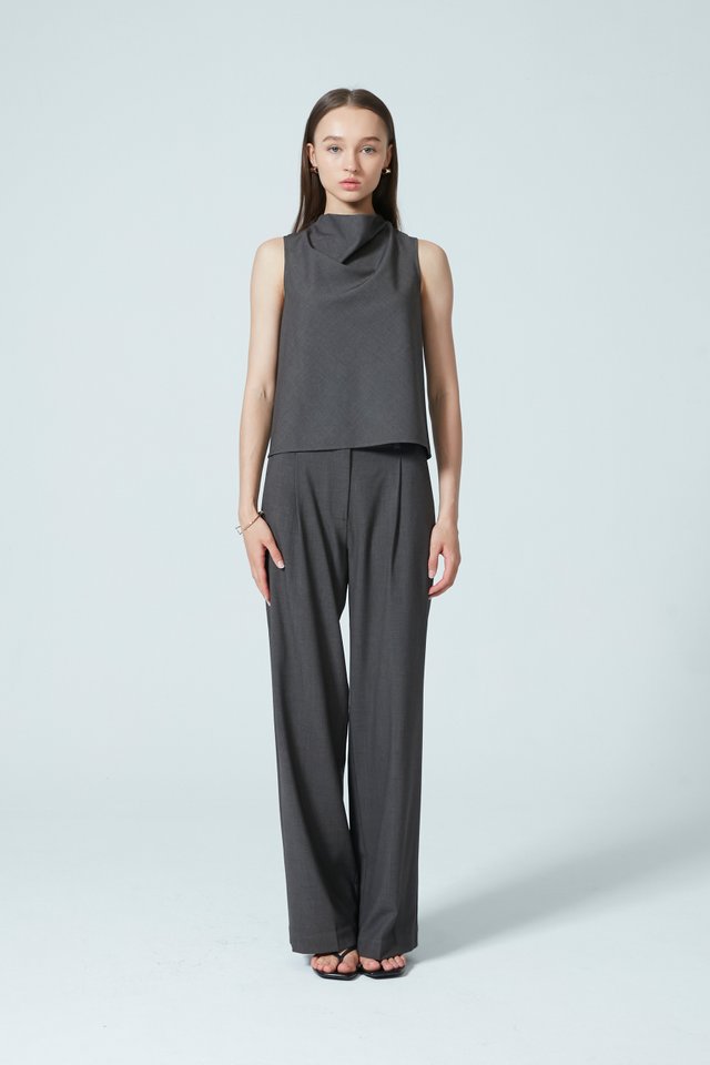 [PERFECT PAIRING] COWL NECK TOP & PANTS SET