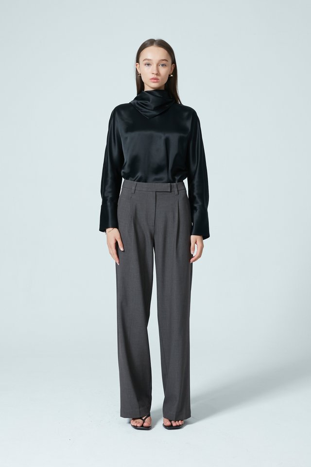 SATIN DOLMAN BLOUSE WITH SCARF