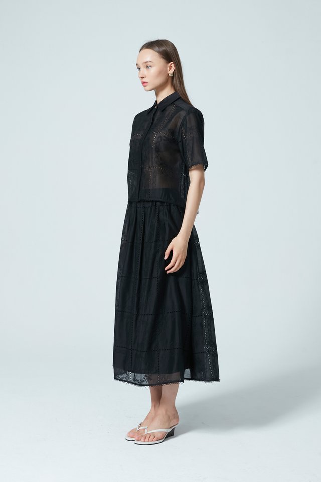 LIORA EMBROIDERY MIDI SKIRT