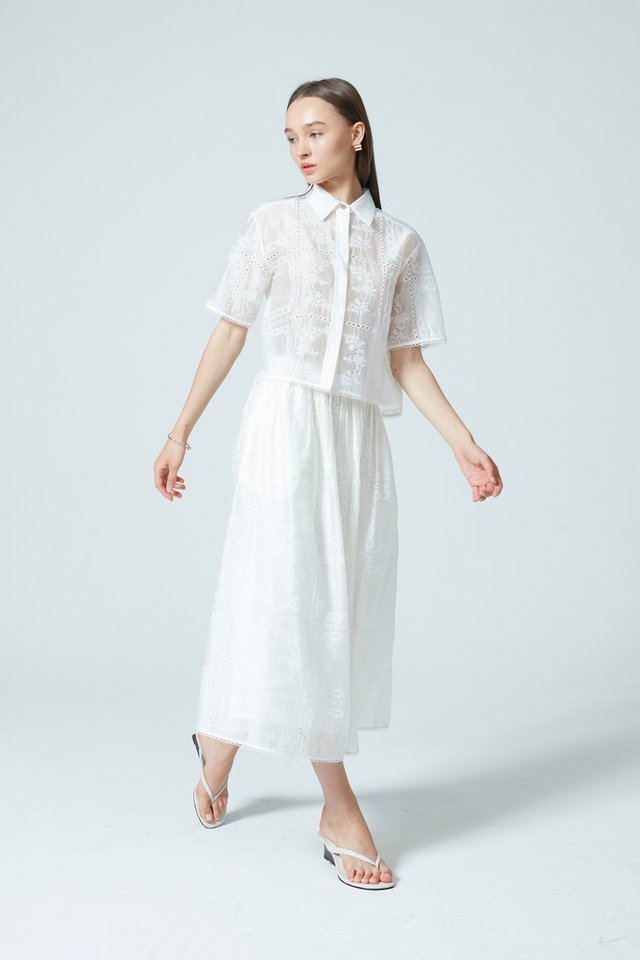 LIORA EMBROIDERY MIDI SKIRT