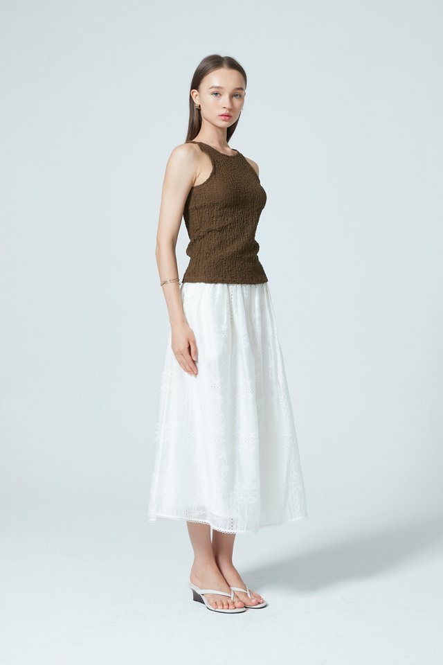 LIORA EMBROIDERY MIDI SKIRT