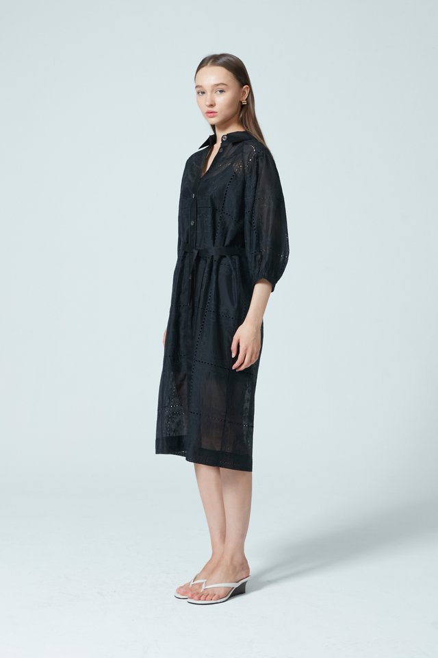LIORA EMBROIDERY DRESS WITH BELT