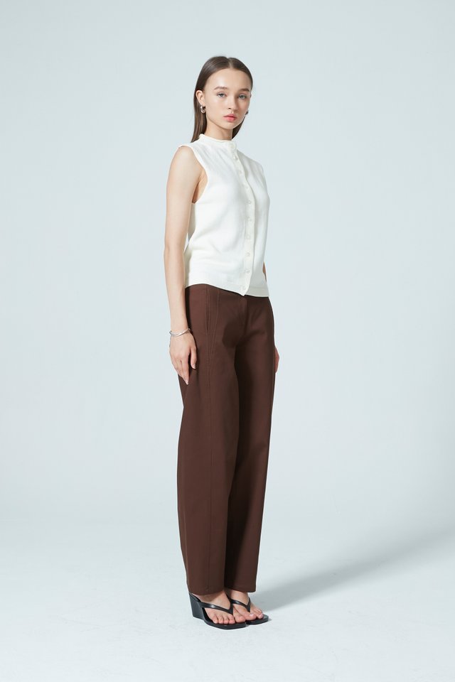 MOCK NECK BUTTONED KNIT TOP