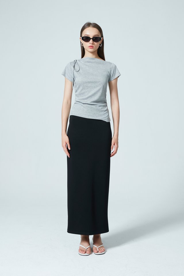 RUCHED CAP SLEEVE TEE