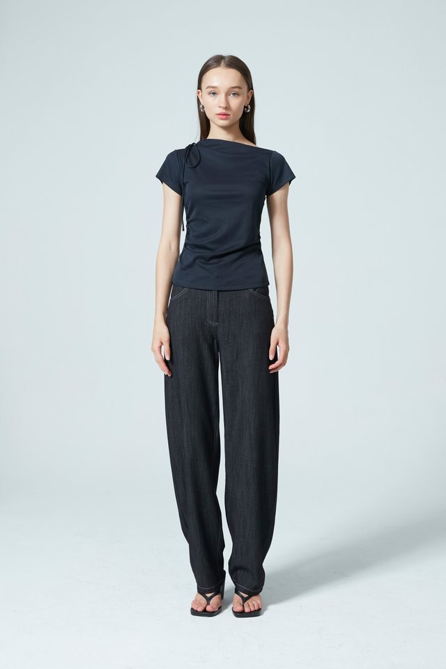 RUCHED CAP SLEEVE TEE