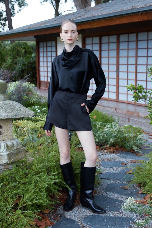 SATIN DOLMAN BLOUSE WITH SCARF