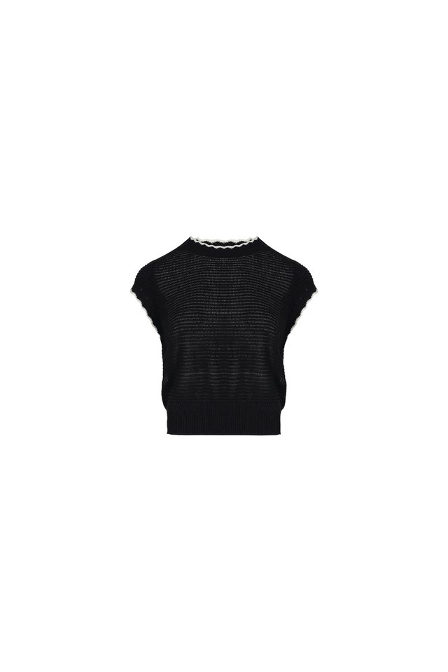 CONTRAST TRIM KNIT TOP