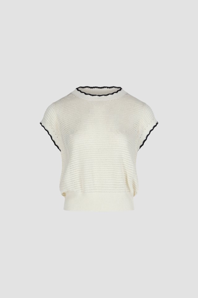 CONTRAST TRIM KNIT TOP