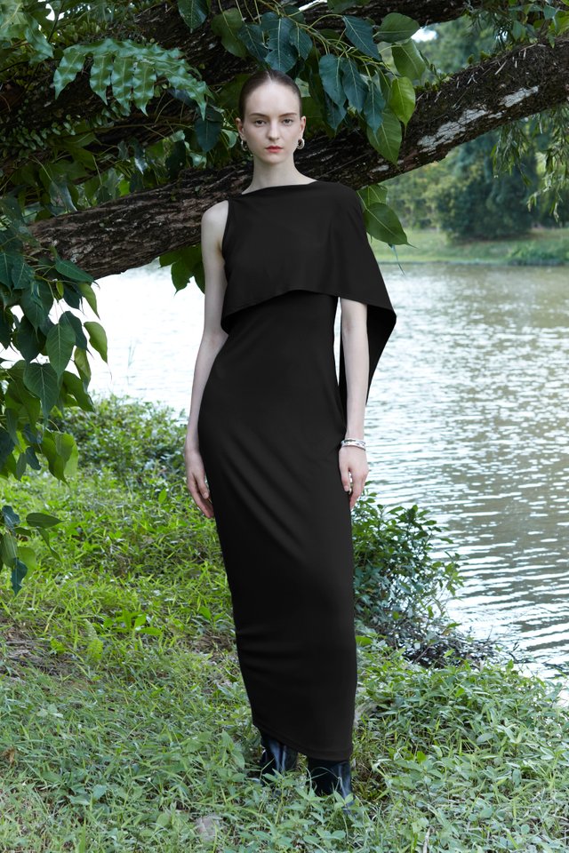 CAPE JERSEY DRESS