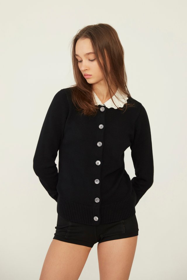 CROCHET TRIMMED CARDIGAN