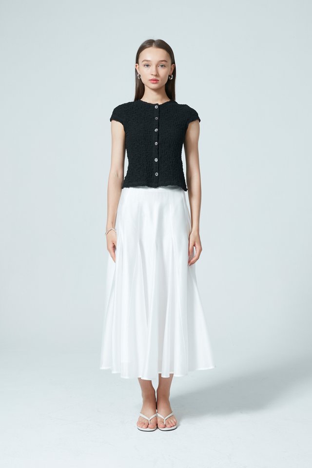 SHEER PANEL FLARE SKIRT