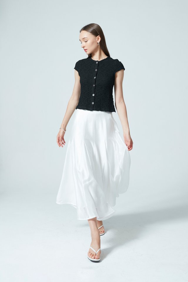 SHEER PANEL FLARE SKIRT