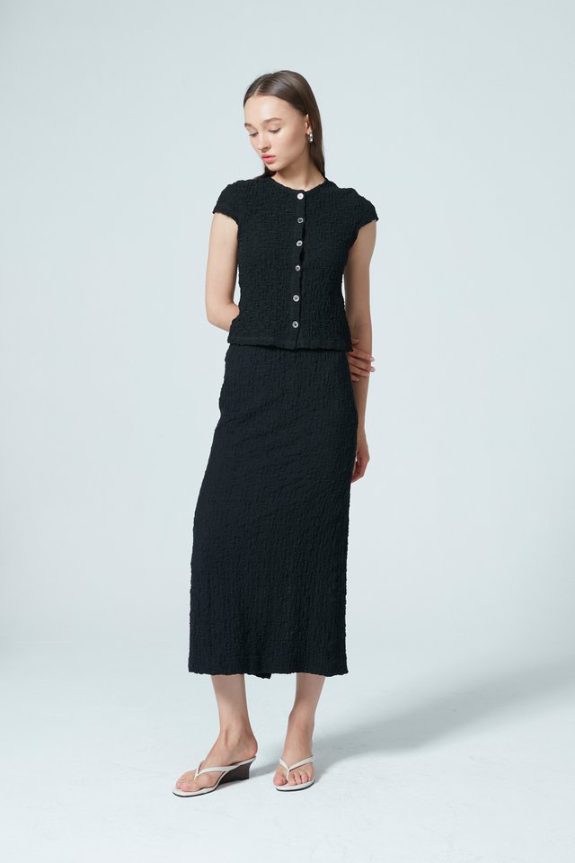 CRINKLED MIDI SKIRT