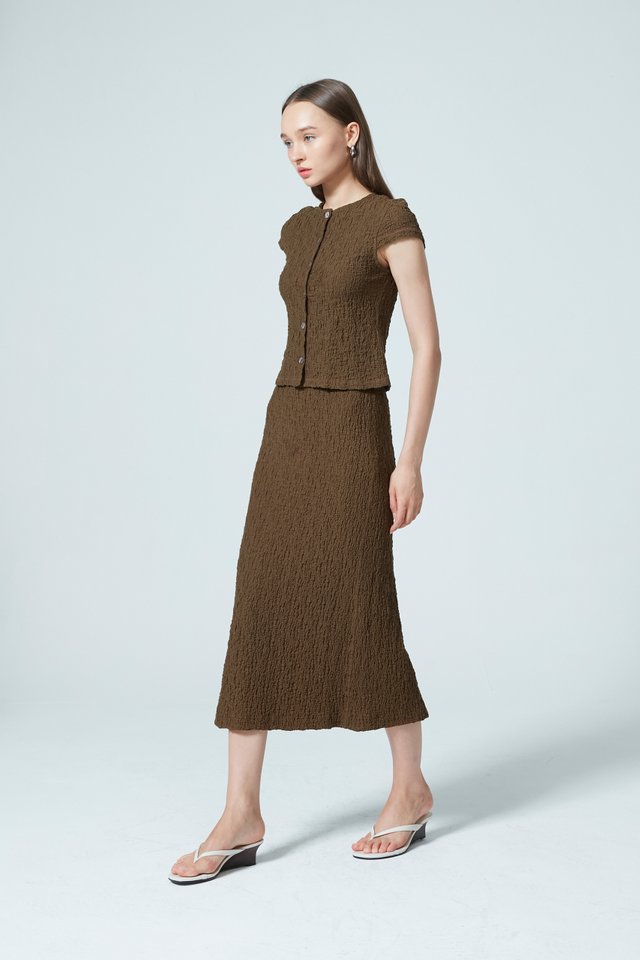 CRINKLED MIDI SKIRT