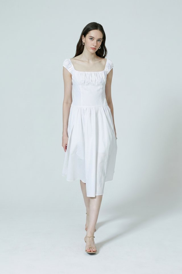 RUCHED MIDI DRESS