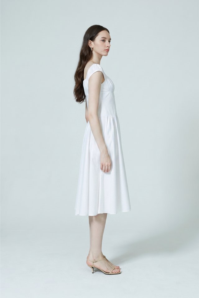 RUCHED MIDI DRESS