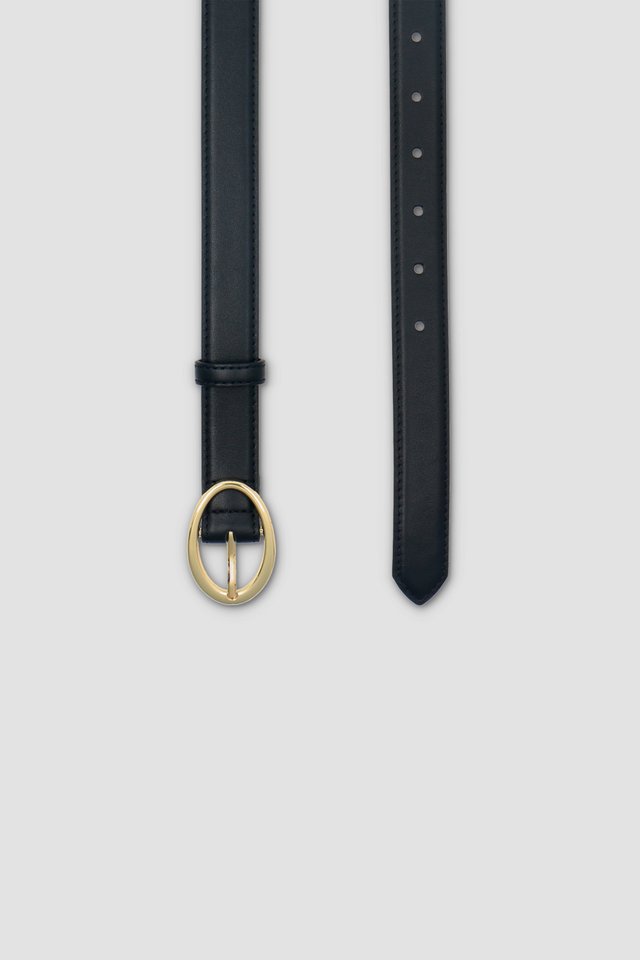 OVAL BUCKLE LEATHER BELT