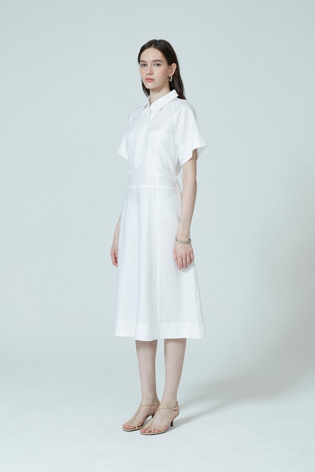 PATCH POCKETS SHIRT DRESS WITH INNER