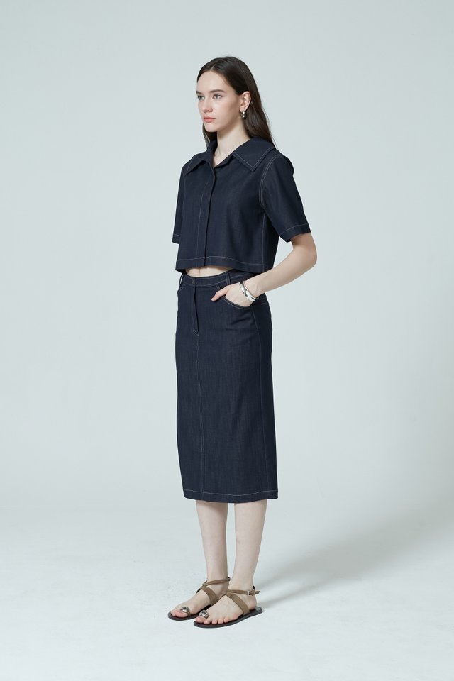 DENIM MIDI SKIRT