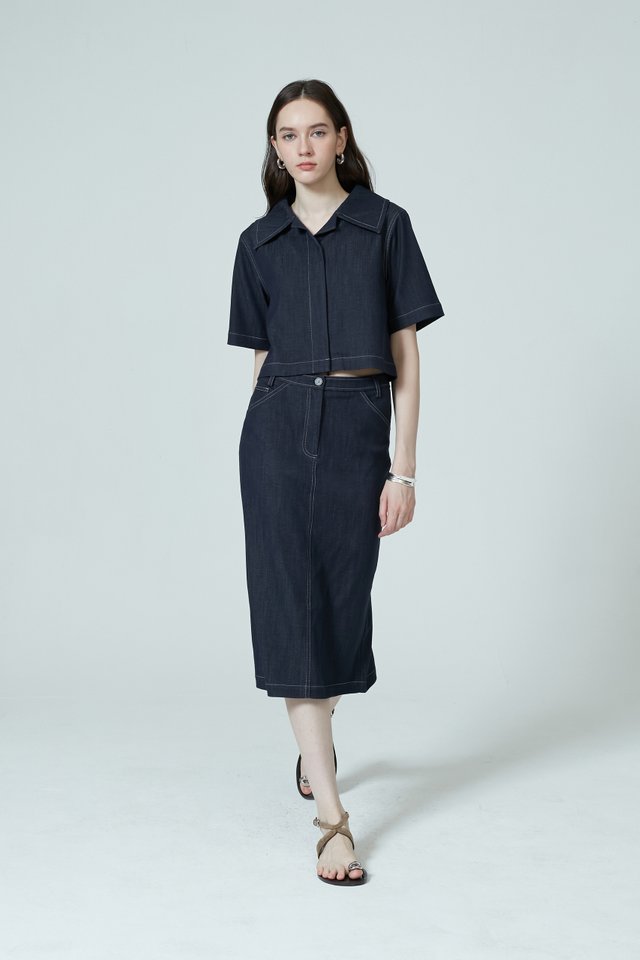 DENIM MIDI SKIRT