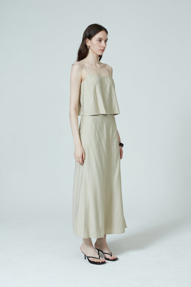 CONTRAST STITCH MAXI SKIRT