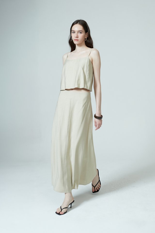 CONTRAST STITCH MAXI SKIRT