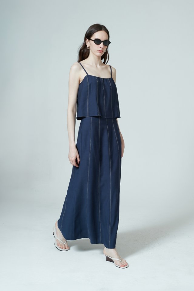 CONTRAST STITCH MAXI SKIRT