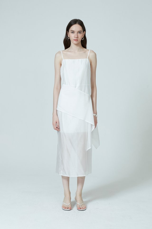 SHEER STRAIGHT DRESS WITH SASH