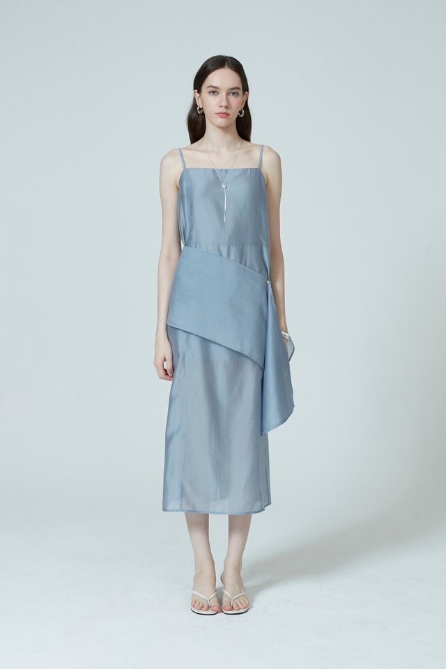 SHEER STRAIGHT DRESS WITH SASH