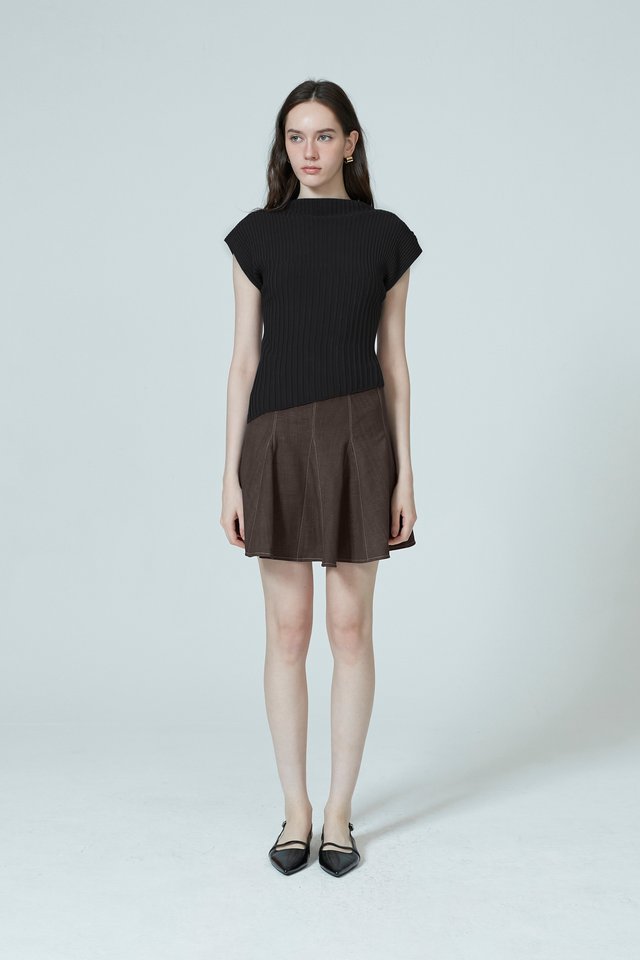 DENIM GODET MINI SKIRT