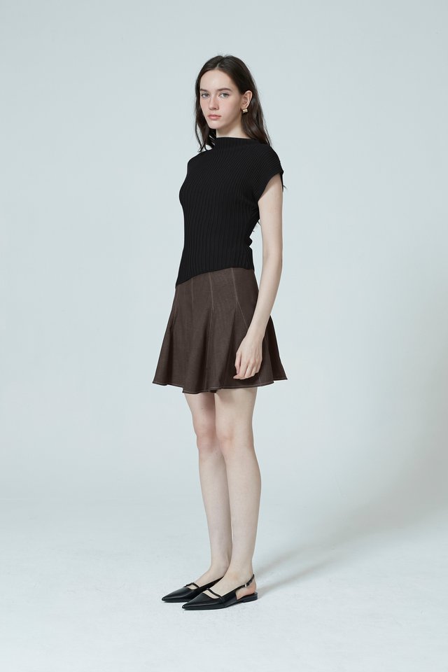 DENIM GODET MINI SKIRT