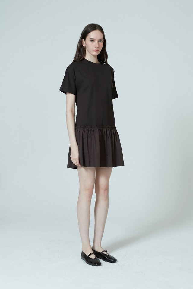 DROP WAISTED MINI DRESS