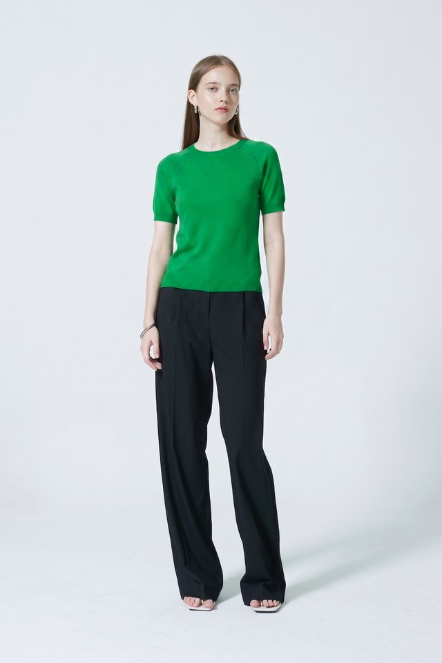 POINTELLE DETAIL SHORT SLEEVE TOP