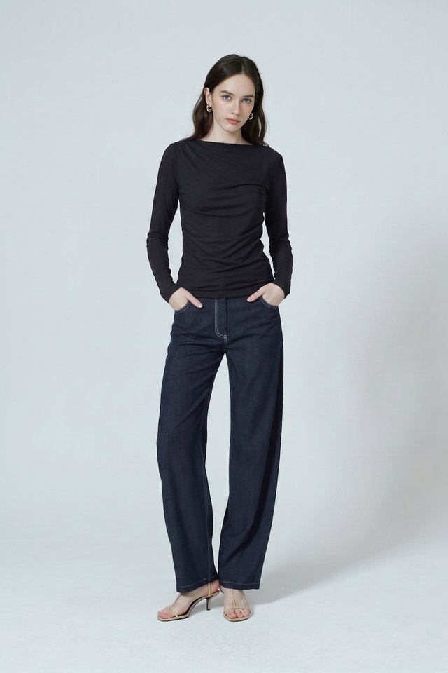 RUCHED LONG SLEEVE TOP