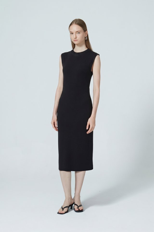 JERSEY SLEEVELESS MIDI DRESS
