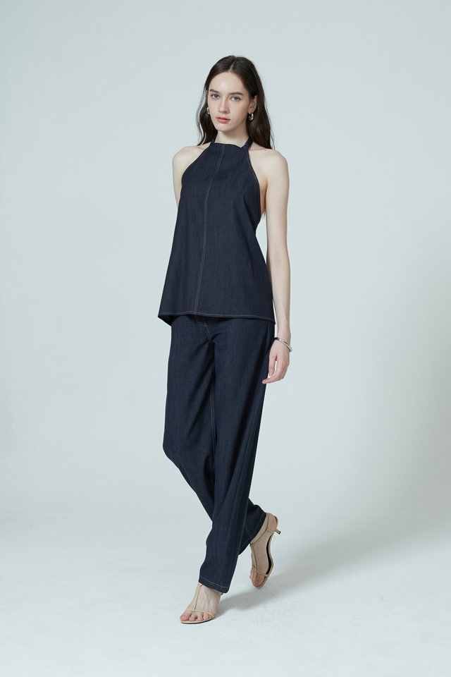 DEMIN HALTER NECK TOP