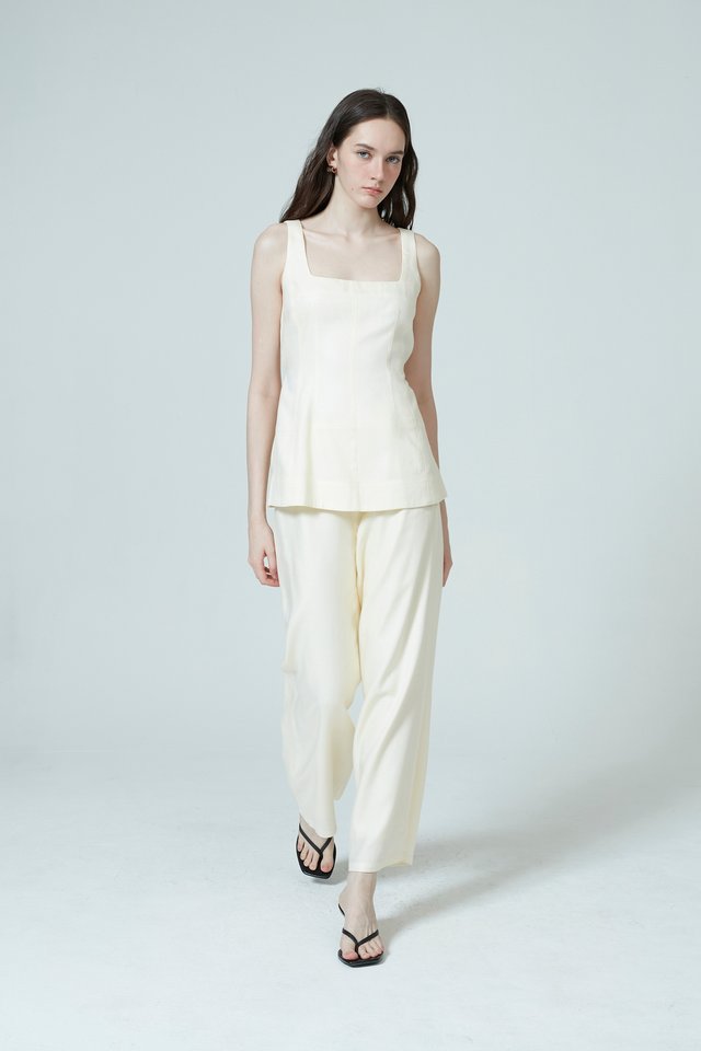 ELASTICATED BACK PANTS WITH LINING