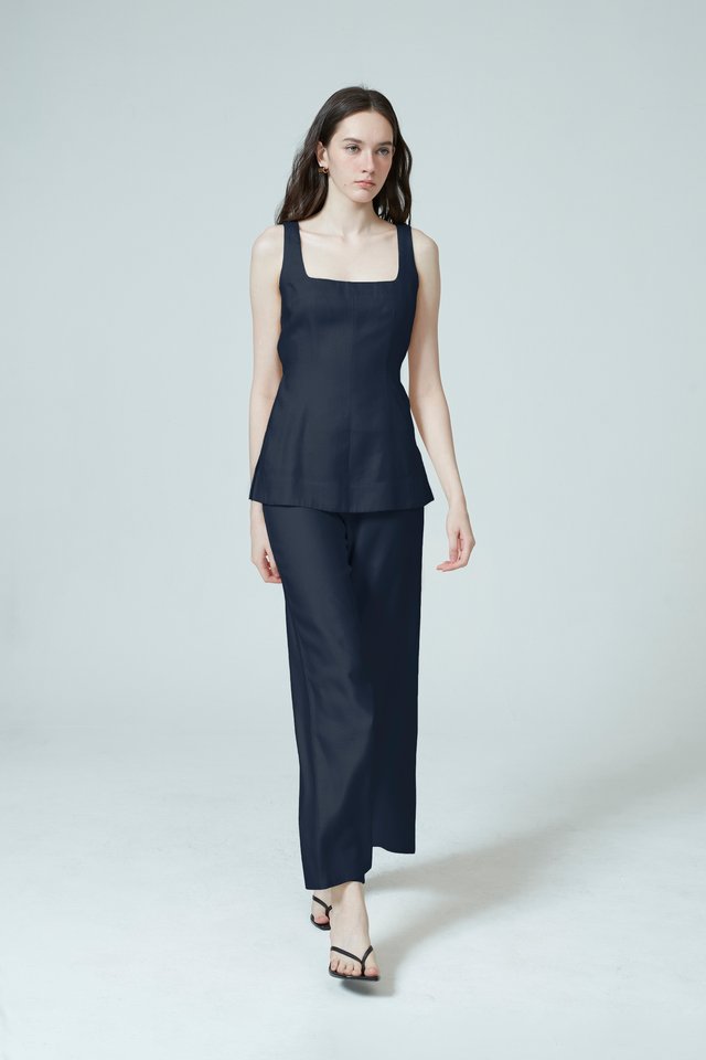 ELASTICATED BACK PANTS WITH LINING