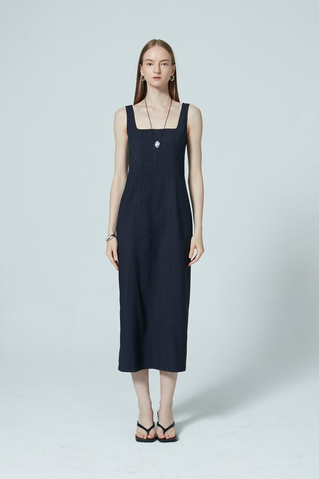 SLIM PANELLED DENIM DRESS