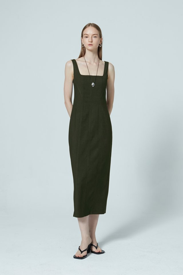 SLIM PANELLED DENIM DRESS