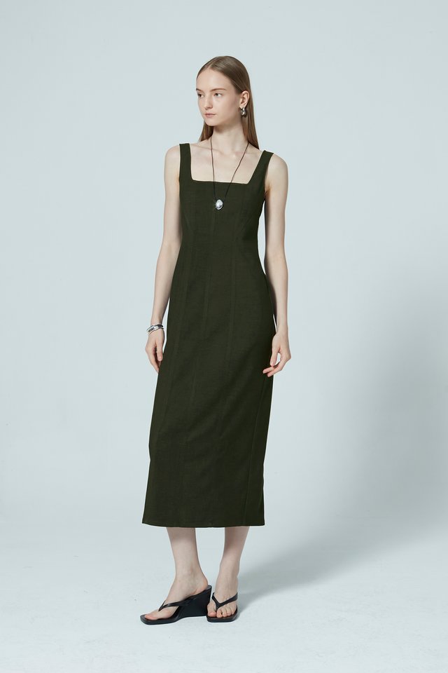 SLIM PANELLED DENIM DRESS