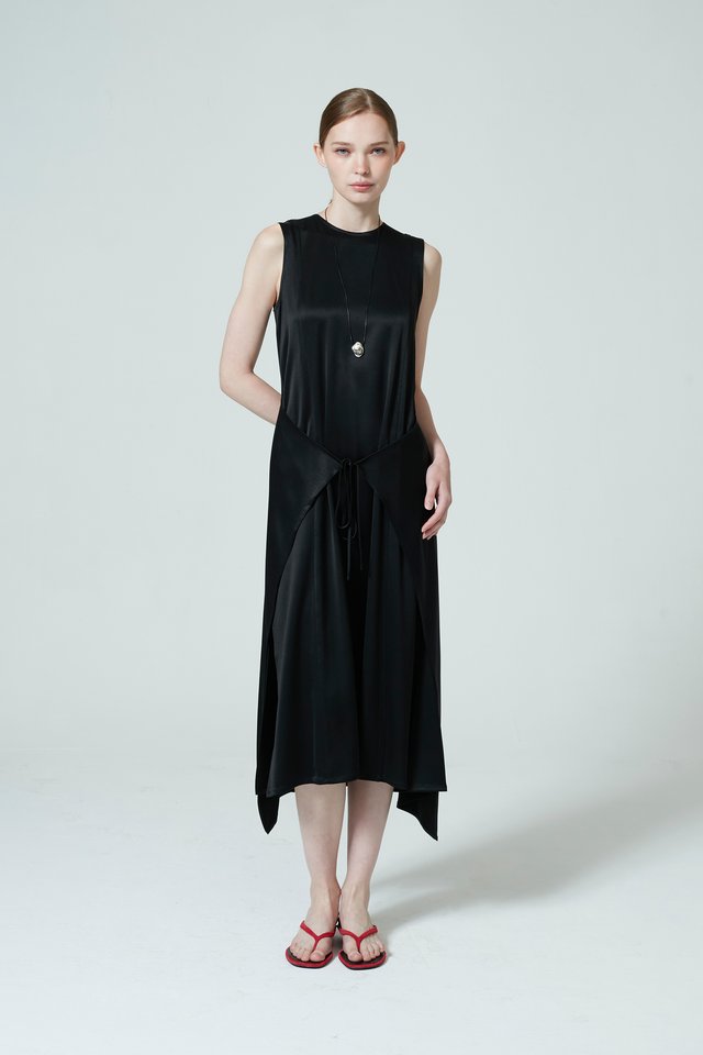 WRAP FRONT SLEEVELESS DRESS