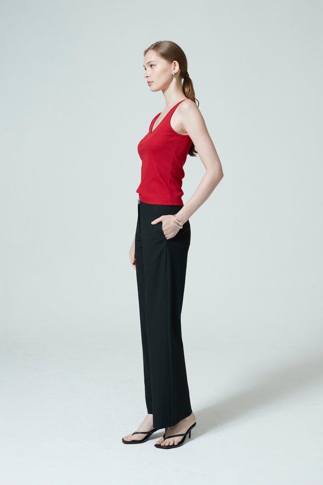 RIBBED V-NECK TANK TOP